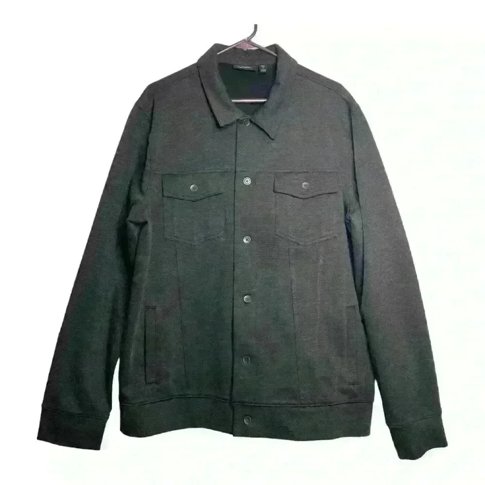 Marc Anthony black, snap front black, chest pockets, shacket-XXL